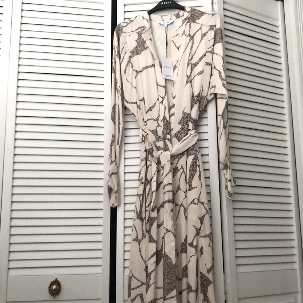 Reiss tailored Darcy print dress cream